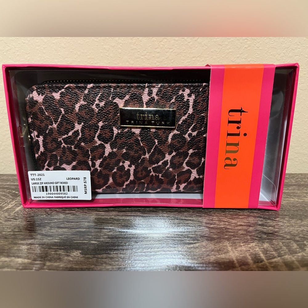 Trina Turk Pink and Brown Leopard Wallet
